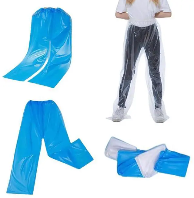 Main image of 4 Pack Disposable Rain Pants Raincoat Unisex Adult Waterproof Long Tube Rain Pant with Shoe Cover Thickened Plastic Foot Wrapped Rainpants Outdoor Activities Travel Cycling