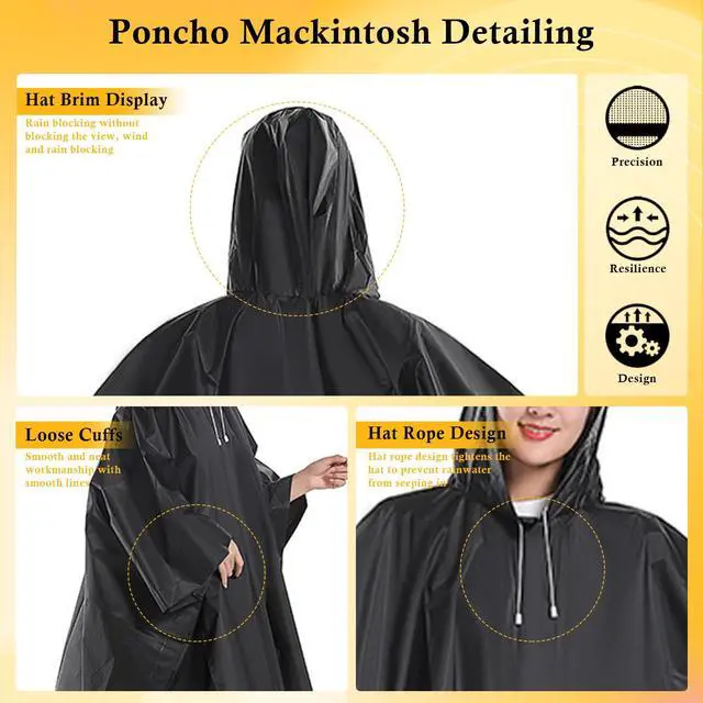 Alt view image 5 of 7 - Rain Ponchos for Adults, Reusable Waterproof EVA Raincoats with Drawstring Hood & Sleeves, Lightweight Rain Gear for Men & Women, Perfect for Camping Hiking Travel Outdoor Activities