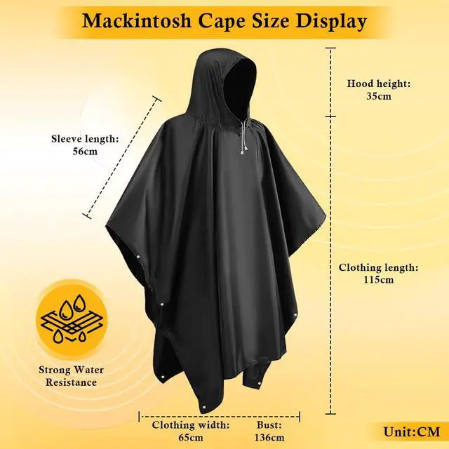 Alt view image 6 of 7 - Rain Ponchos for Adults, Reusable Waterproof EVA Raincoats with Drawstring Hood & Sleeves, Lightweight Rain Gear for Men & Women, Perfect for Camping Hiking Travel Outdoor Activities