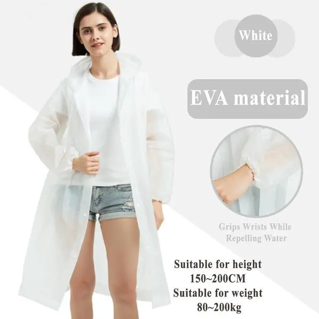 Alt view image 3 of 7 - Clear Ponchos with Hood,Clear Rain Ponchos for Adults Reusable,Ponchos Adult(2 PCS)