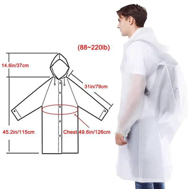 Alt view image 2 of 7 - Clear Ponchos with Hood,Clear Rain Ponchos for Adults Reusable,Ponchos Adult(2 PCS)