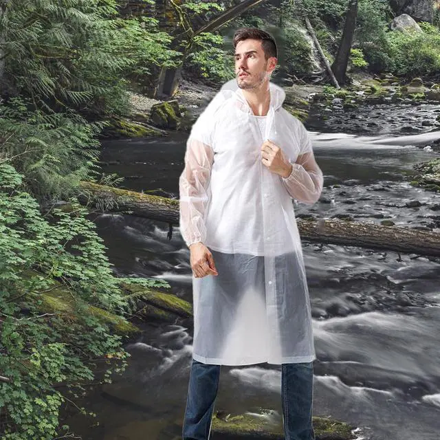 Alt view image 6 of 7 - Clear Ponchos with Hood,Clear Rain Ponchos for Adults Reusable,Ponchos Adult(2 PCS)