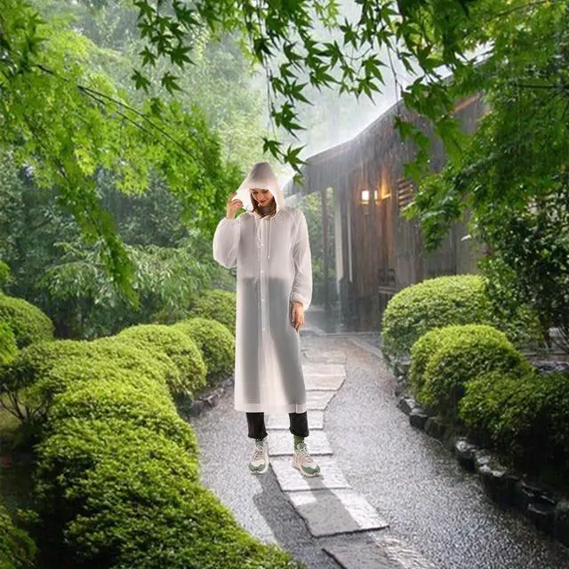 Alt view image 7 of 7 - Clear Ponchos with Hood,Clear Rain Ponchos for Adults Reusable,Ponchos Adult(2 PCS)