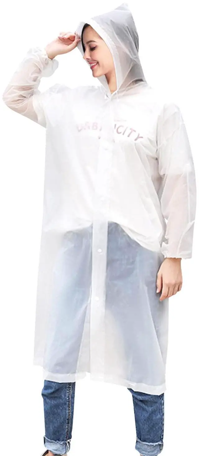 Main image of Rain Ponchos for Adults Women Clear Rain Jackets Waterproof with Hood Packable Rain Jacket Unisex Disposable Travel Rain Coats for Women Lightweight White 10-12