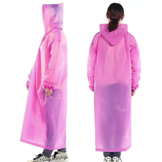 Alt view image 3 of 6 - Rain Ponchos for Adults Women Clear Rain Jackets Waterproof with Hood Packable Rain Jacket Unisex Disposable Travel Rain Coats for Women Lightweight White 10-12