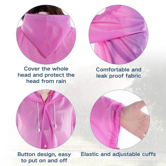 Alt view image 4 of 6 - Rain Ponchos for Adults Women Clear Rain Jackets Waterproof with Hood Packable Rain Jacket Unisex Disposable Travel Rain Coats for Women Lightweight White 10-12