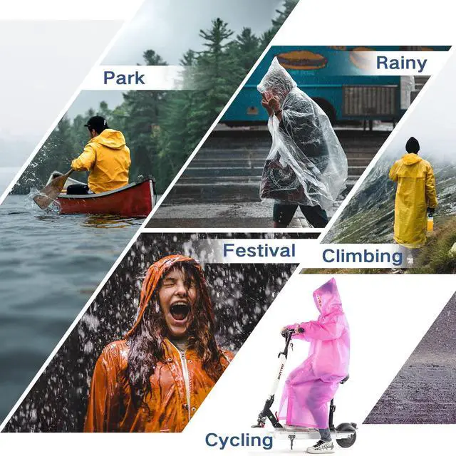 Alt view image 5 of 6 - Rain Ponchos for Adults Women Clear Rain Jackets Waterproof with Hood Packable Rain Jacket Unisex Disposable Travel Rain Coats for Women Lightweight White 10-12