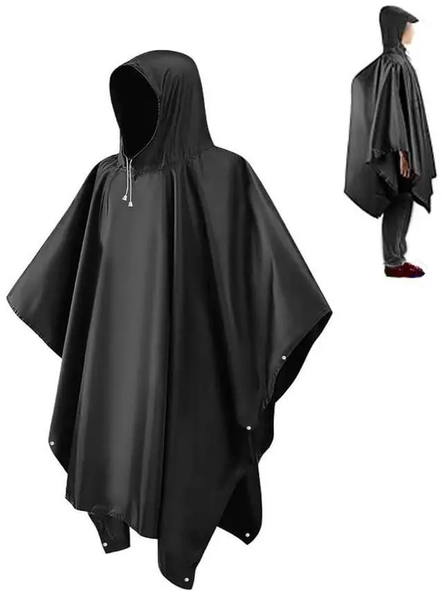 Main image of Rain Ponchos for Adults, Reusable Ponchos for Men & Women, Waterproof EVA Lightweight Rain Coat with Drawstring Hood & Sleeves, Ideal for Camping Hiking Travel