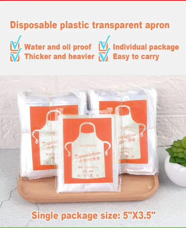 Alt view image 2 of 6 - Disposable Aprons (50 Count), Plastic apron for Painting Party, Cooking, Housework, Picnic etc.