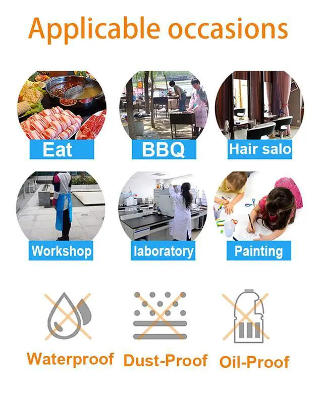 Alt view image 3 of 6 - Disposable Aprons (50 Count), Plastic apron for Painting Party, Cooking, Housework, Picnic etc.