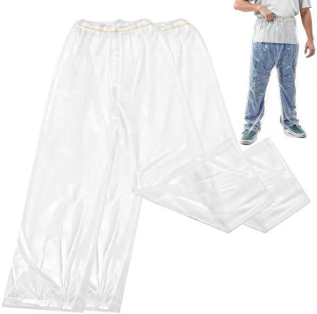 Main image of 2Pcs Disposable Rain Pants for Men & Women, 53in Long Emergency Waterproof Rain Pant with Shoe Boot, Thickened Plastic Foot Wrapped Rainpants Covers for Outdoor Cycling Fishing