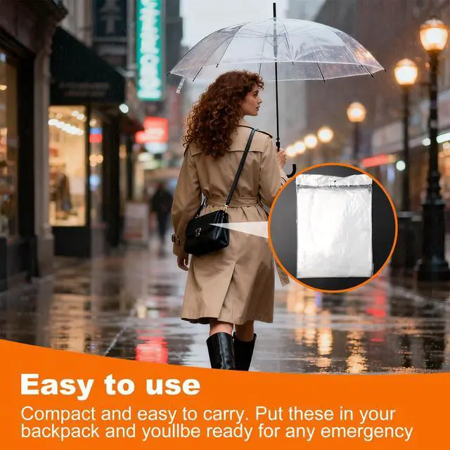 Alt view image 5 of 6 - 2Pcs Disposable Rain Pants for Men & Women, 53in Long Emergency Waterproof Rain Pant with Shoe Boot, Thickened Plastic Foot Wrapped Rainpants Covers for Outdoor Cycling Fishing