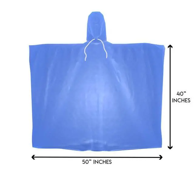 Alt view image 2 of 5 - The Clean Explorer Disposable Rain Ponchos with Hood and Drawstring: Extra Thick (4 Pack - Adult Size)