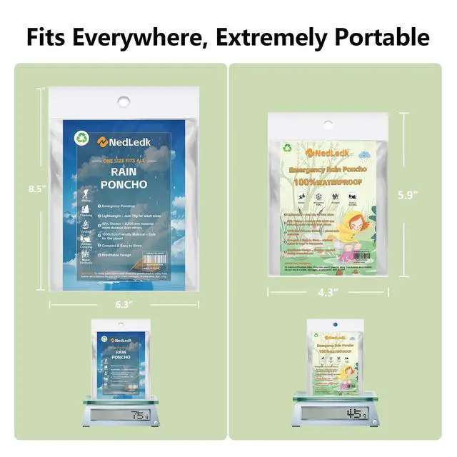 Alt view image 5 of 7 - Emergency Disposable Rain Ponchos Family Pack, Rainwear for Adults & Kid-Portable for School Trips and Outdoor Events