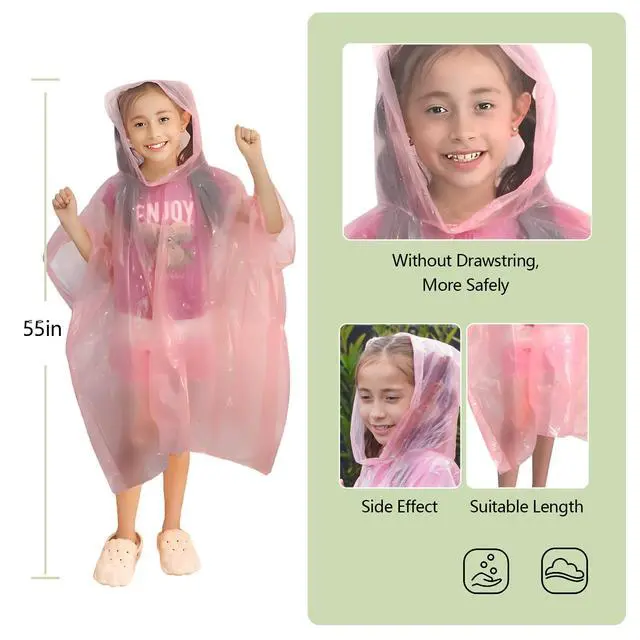 Alt view image 2 of 7 - Emergency Disposable Rain Ponchos Family Pack, Rainwear for Adults & Kid-Portable for School Trips and Outdoor Events