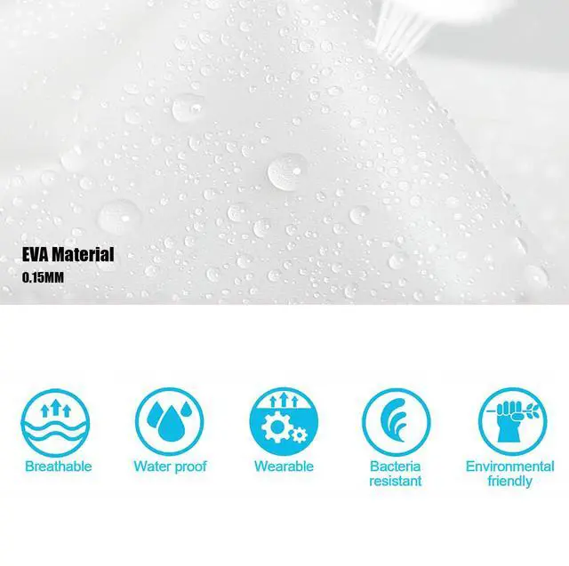 Alt view image 5 of 7 - Rain Ponchos Raincoats for Adults, 2 Pcs Reusable Rain Jacket Coats with Hoods and Sleeves for Men Women (White)
