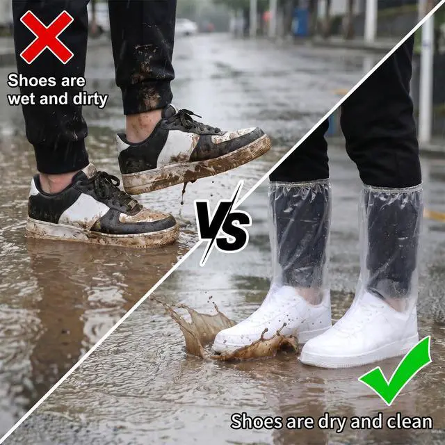 Alt view image 3 of 7 - 2 Sets Rain Ponchos Disposable & Shoe Covers Waterproof Emergency Clear Rain Poncho with Elastic Shoe Covers for Outdoor Camping Hiking Theme Parks Travel Men Women Daily Use