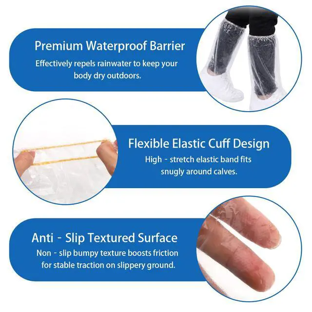 Alt view image 6 of 7 - 2 Sets Rain Ponchos Disposable & Shoe Covers Waterproof Emergency Clear Rain Poncho with Elastic Shoe Covers for Outdoor Camping Hiking Theme Parks Travel Men Women Daily Use