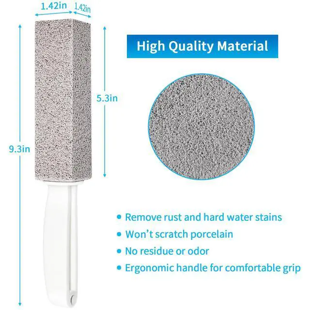 Alt view image 2 of 7 - 4TH Pumice Stone for Toilet Bowl Cleaning,Pumice Stick with Handle,Cleans Away Limescale Stain,Hard Water Rings, Calcium Buildup,Iron and Rust. Remover for Tile/Bath/Kitchen/Household - 2 Piece
