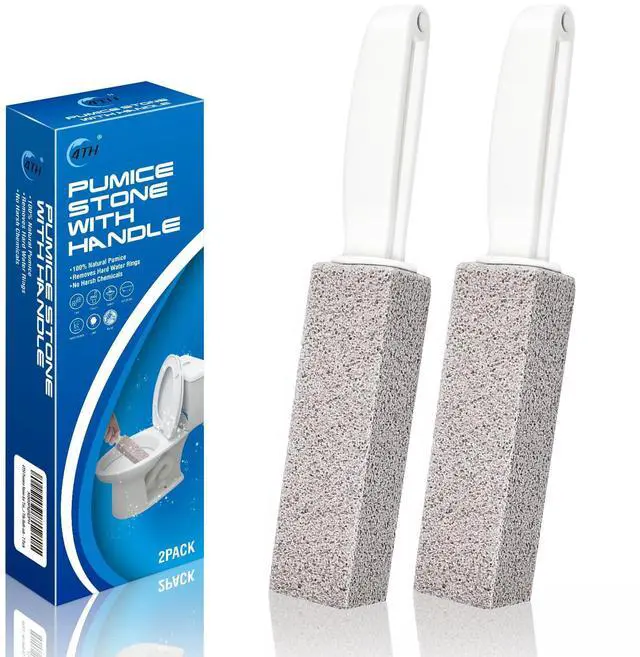 Main image of 4TH Pumice Stone for Toilet Bowl Cleaning,Pumice Stick with Handle,Cleans Away Limescale Stain,Hard Water Rings, Calcium Buildup,Iron and Rust. Remover for Tile/Bath/Kitchen/Household - 2 Piece