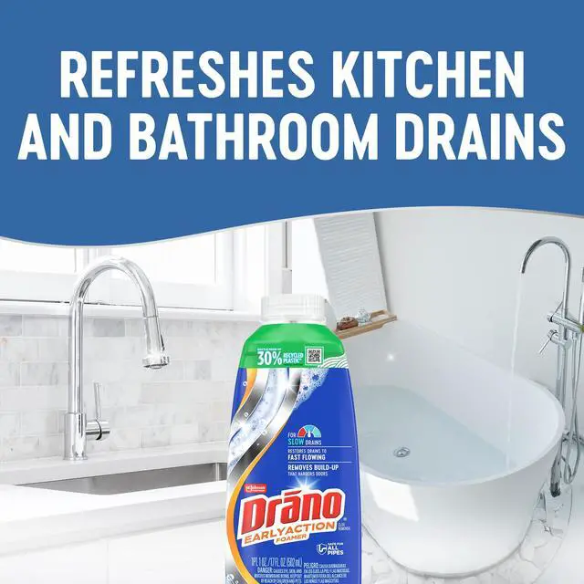 Alt view image 7 of 7 - EarlyAction Foamer, Drain Clog Remover & Cleaner, Unclogs Hair, Grease, Soap & Slow Drains, Removes Sources of Odor, Safe for Septic, Pipes, Garbage Disposals, Showers & Sinks, 17 Fl Oz