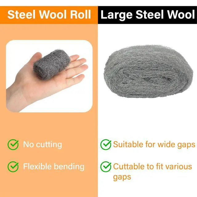 Alt view image 3 of 7 - Bulk Steel Wool Roll Kit, Steel Wool 0000 15pcs, Gap Blocker, 0000 Steel Wool Keep Mice Away from Holes/Siding/Pipeline/Vents in Garden, House, 15 Pack × 1.6FT