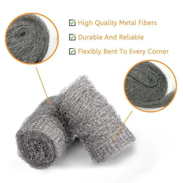 Alt view image 5 of 7 - Bulk Steel Wool Roll Kit, Steel Wool 0000 15pcs, Gap Blocker, 0000 Steel Wool Keep Mice Away from Holes/Siding/Pipeline/Vents in Garden, House, 15 Pack × 1.6FT