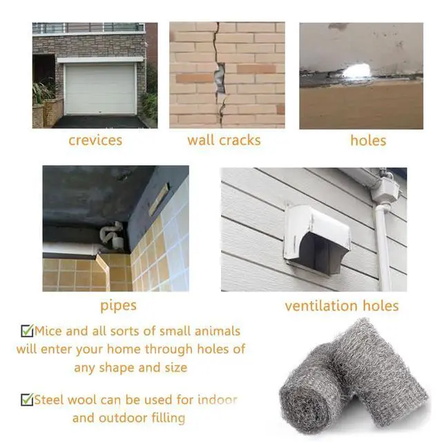 Alt view image 7 of 7 - Bulk Steel Wool Roll Kit, Steel Wool 0000 15pcs, Gap Blocker, 0000 Steel Wool Keep Mice Away from Holes/Siding/Pipeline/Vents in Garden, House, 15 Pack × 1.6FT