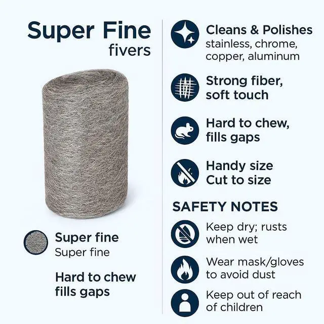 Alt view image 6 of 7 - Steel Wool #0000 Grade Pads, 36 Pack Flexible Cut to Size Wire Wool for Glass Shower Door Hard Water Removal, Chrome & Stainless Steel Polishing, Weep Hole Gap Filler, Mice Control & Rodent Barrier