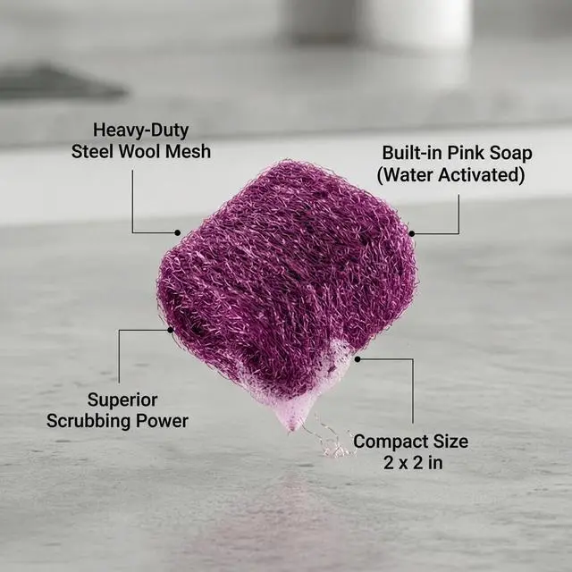 Alt view image 2 of 5 - 20 Pack Steel Wool Soap Pads, Pre-Soaped Metal Scouring Pads for Easy Cleaning of Dishes, Pans, Ovens and Pots