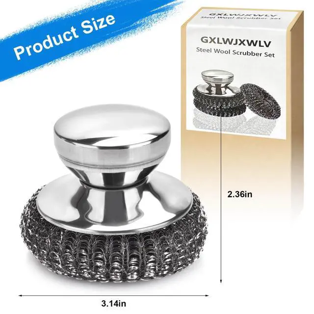 Alt view image 2 of 7 - 5PCS Stainless Steel Scrubber Pads, with 2Pcs Handle