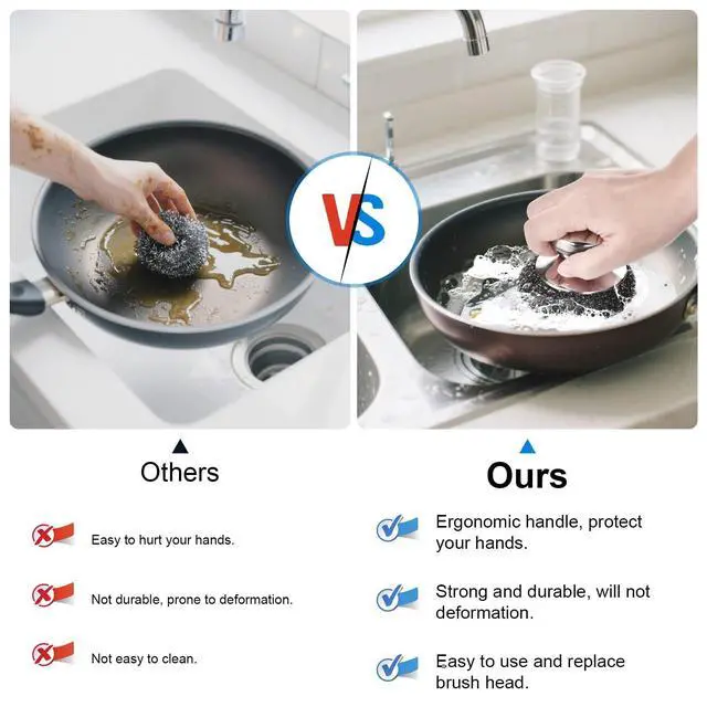 Alt view image 4 of 7 - 5PCS Stainless Steel Scrubber Pads, with 2Pcs Handle