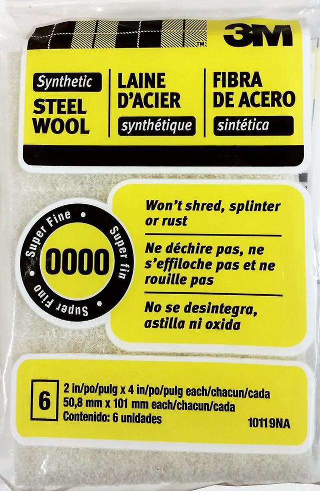 Main image of 3M Synthetic Steel Wool Pads, 6-Pad, Use Wet Or Dry, Compatible With Water-Based Strippers & Finishes, Will Not Shred, Splinter Or Rust Like Steel Wool Does, Rinse and Reuse (10119NA)
