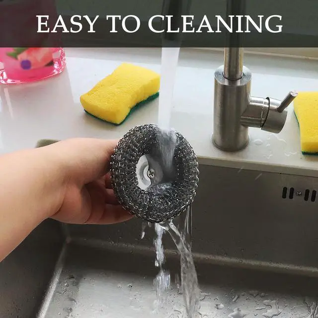 Alt view image 7 of 7 - 2Pcs Stainless Steel Wool Scrubber Set with Handle2 Replacement Steel Scrubber Wool Pads, and Scrubbing Brushes Cleaning Supplies for Pots, Pans, Grills, Sink
