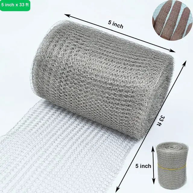 Alt view image 2 of 7 - Wire Mesh for Mice Control, 5" x 33FT Stainless Steel Wool, Double Layer Rodent Mesh Barrier, Stainless Steel Mesh Hole Filler, Flexible Stretchy for Garden House and DIY