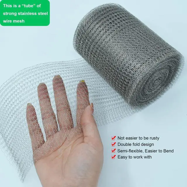Alt view image 3 of 7 - Wire Mesh for Mice Control, 5" x 33FT Stainless Steel Wool, Double Layer Rodent Mesh Barrier, Stainless Steel Mesh Hole Filler, Flexible Stretchy for Garden House and DIY