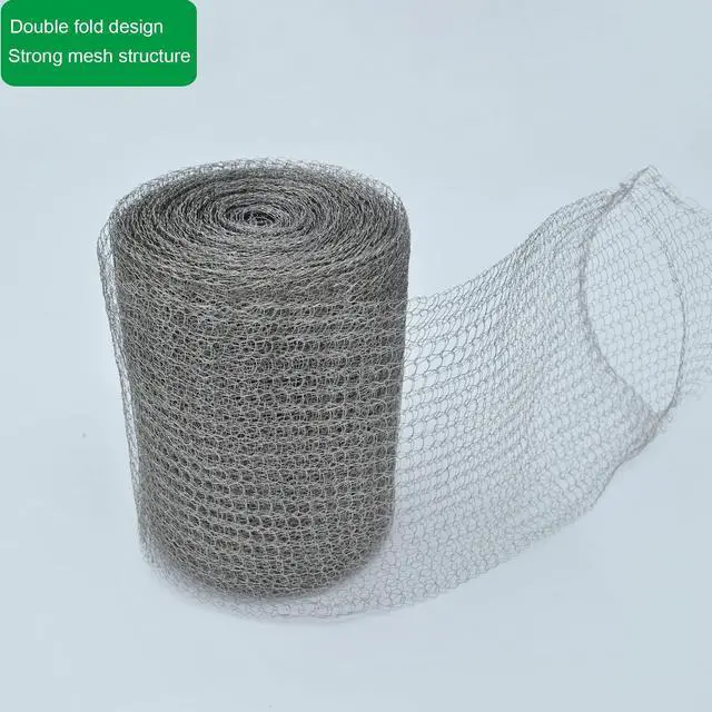 Alt view image 5 of 7 - Wire Mesh for Mice Control, 5" x 33FT Stainless Steel Wool, Double Layer Rodent Mesh Barrier, Stainless Steel Mesh Hole Filler, Flexible Stretchy for Garden House and DIY
