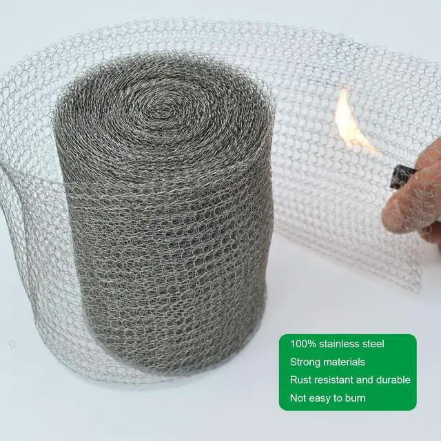 Alt view image 6 of 7 - Wire Mesh for Mice Control, 5" x 33FT Stainless Steel Wool, Double Layer Rodent Mesh Barrier, Stainless Steel Mesh Hole Filler, Flexible Stretchy for Garden House and DIY