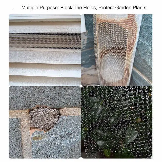 Alt view image 7 of 7 - Wire Mesh for Mice Control, 5" x 33FT Stainless Steel Wool, Double Layer Rodent Mesh Barrier, Stainless Steel Mesh Hole Filler, Flexible Stretchy for Garden House and DIY