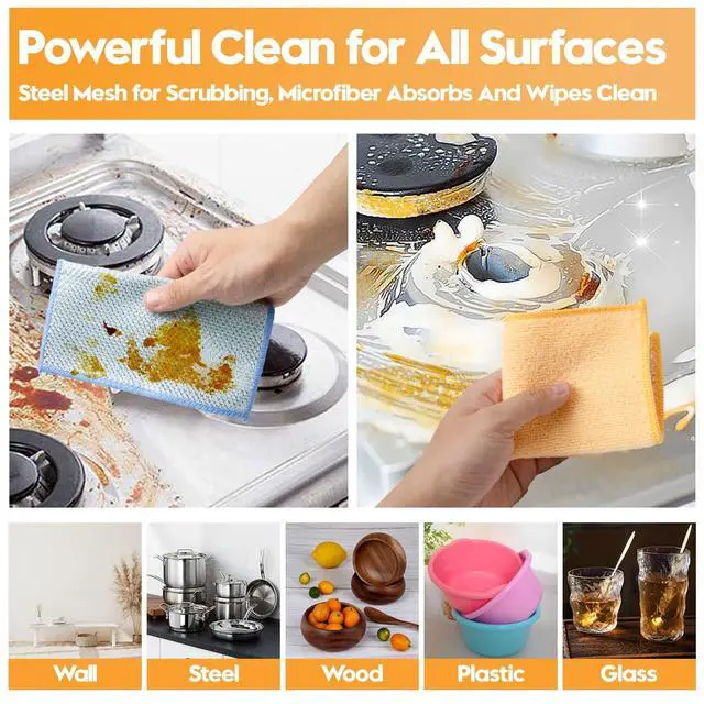 Alt view image 5 of 7 - 16 Pcs Multipurpose Wire Dishwashing Rags, Upgraded Dual-Sided Non Scratch Wire Dishcloth, Reusable Metal Wash Cloth, Steel Wool Cleaning Cloths for Kitchen, Cookware, Sinks, Stove Tops