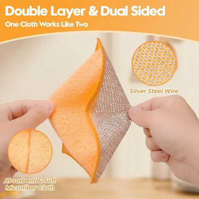 Alt view image 3 of 7 - 16 Pcs Multipurpose Wire Dishwashing Rags, Upgraded Dual-Sided Non Scratch Wire Dishcloth, Reusable Metal Wash Cloth, Steel Wool Cleaning Cloths for Kitchen, Cookware, Sinks, Stove Tops