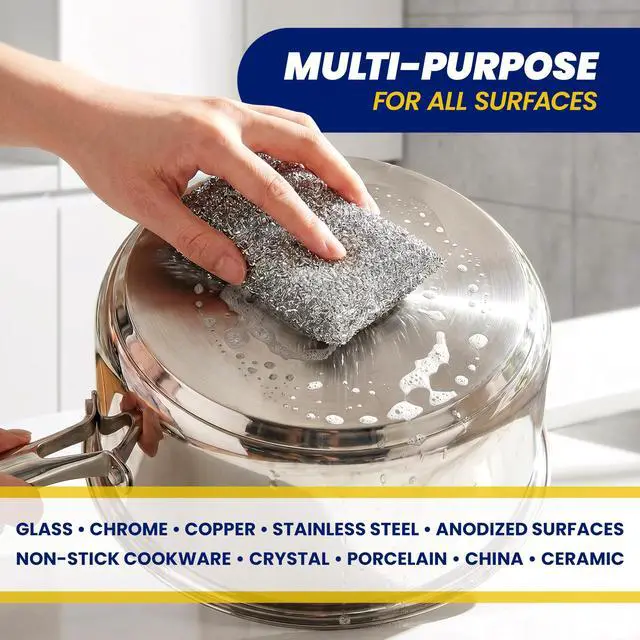 Alt view image 7 of 7 - Scrub Sponges for Kitchen, Non-Scratch Dish Sponges, Heavy Duty Steel Wool Scrubber Sponges Kitchen & Dishes Scrubbers (2)