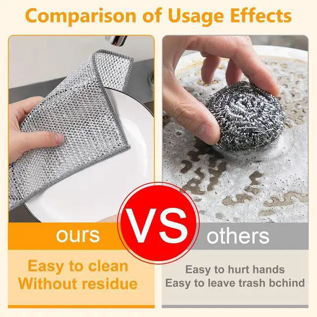 Alt view image 4 of 7 - Extra-Large Size Multipurpose Wire Dishwashing Rag,Non Scratch Wire Dishcloth, Reusable Steel Wool Scrubber,Non-Scratch,Quick-Drying,Multi-Purpose for Kitchen,Bathroom Cleaning (15)