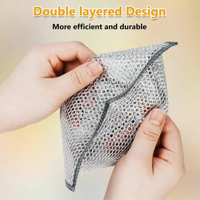 Alt view image 5 of 7 - Extra-Large Size Multipurpose Wire Dishwashing Rag,Non Scratch Wire Dishcloth, Reusable Steel Wool Scrubber,Non-Scratch,Quick-Drying,Multi-Purpose for Kitchen,Bathroom Cleaning (15)