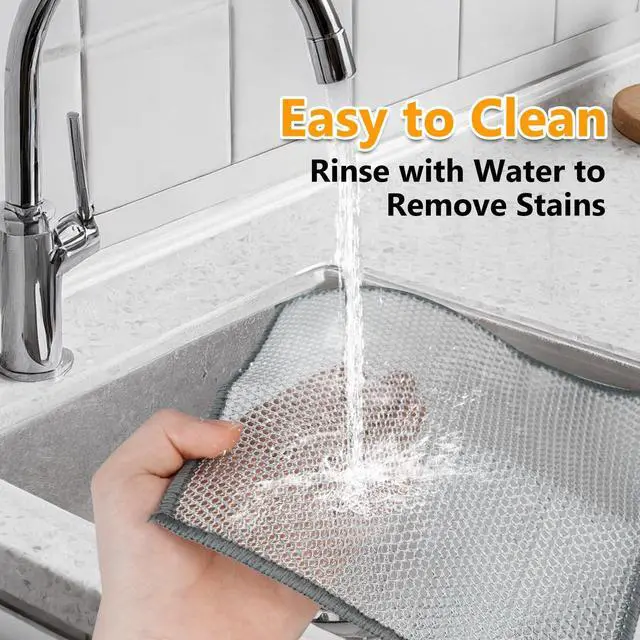 Alt view image 6 of 7 - Extra-Large Size Multipurpose Wire Dishwashing Rag,Non Scratch Wire Dishcloth, Reusable Steel Wool Scrubber,Non-Scratch,Quick-Drying,Multi-Purpose for Kitchen,Bathroom Cleaning (15)