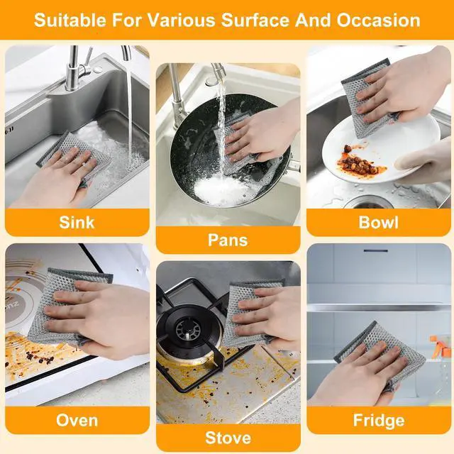 Alt view image 7 of 7 - Extra-Large Size Multipurpose Wire Dishwashing Rag,Non Scratch Wire Dishcloth, Reusable Steel Wool Scrubber,Non-Scratch,Quick-Drying,Multi-Purpose for Kitchen,Bathroom Cleaning (15)