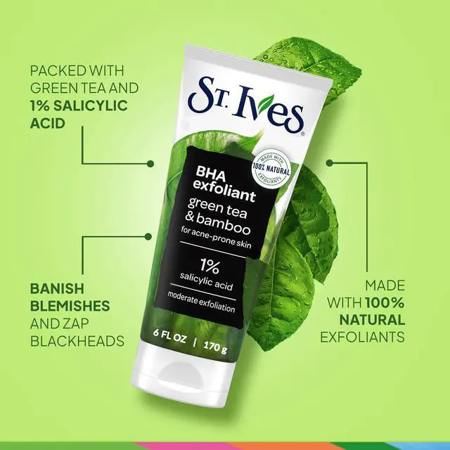 Alt view image 3 of 7 - Blackhead Clearing Face Scrub, Clears Blackheads & Unclogs Pores, Green Tea & Bamboo, Salicylic Acid Acne Treatment Facial Scrub, Moderate Exfoliator Skin Care with Natural Exfoliants 6 oz