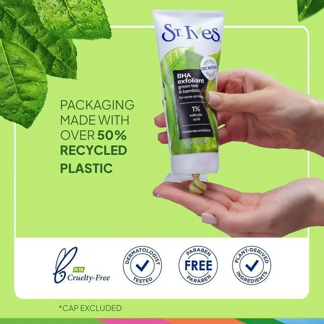 Alt view image 5 of 7 - Blackhead Clearing Face Scrub, Clears Blackheads & Unclogs Pores, Green Tea & Bamboo, Salicylic Acid Acne Treatment Facial Scrub, Moderate Exfoliator Skin Care with Natural Exfoliants 6 oz
