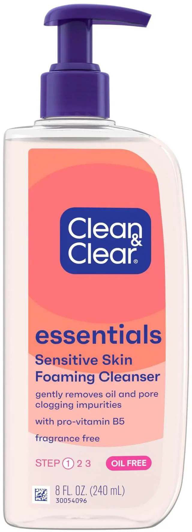 Main image of Clear Essentials Oil-Free Foaming Facial Cleanser, Daily Foaming Face Wash with Pro-Vitamin B5 for Sensitive Skin, Gently Removes Oil & Pore-Clogging Impurities, Fragrance-Free, 8 fl oz