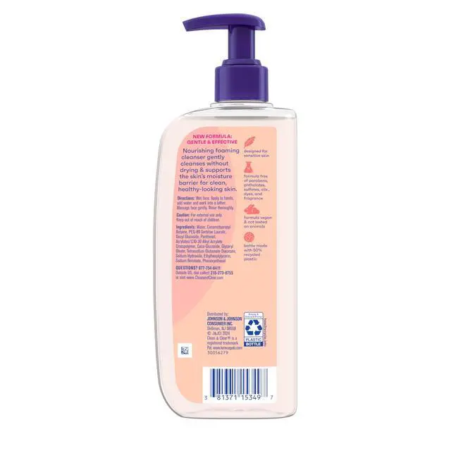 Alt view image 6 of 6 - Clear Essentials Oil-Free Foaming Facial Cleanser, Daily Foaming Face Wash with Pro-Vitamin B5 for Sensitive Skin, Gently Removes Oil & Pore-Clogging Impurities, Fragrance-Free, 8 fl oz